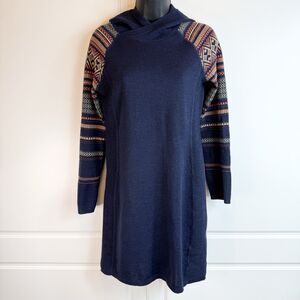 Krimson Klover Navy Fair Isle Pattern Mover Maker Hoodie Merino Sweater Dress S